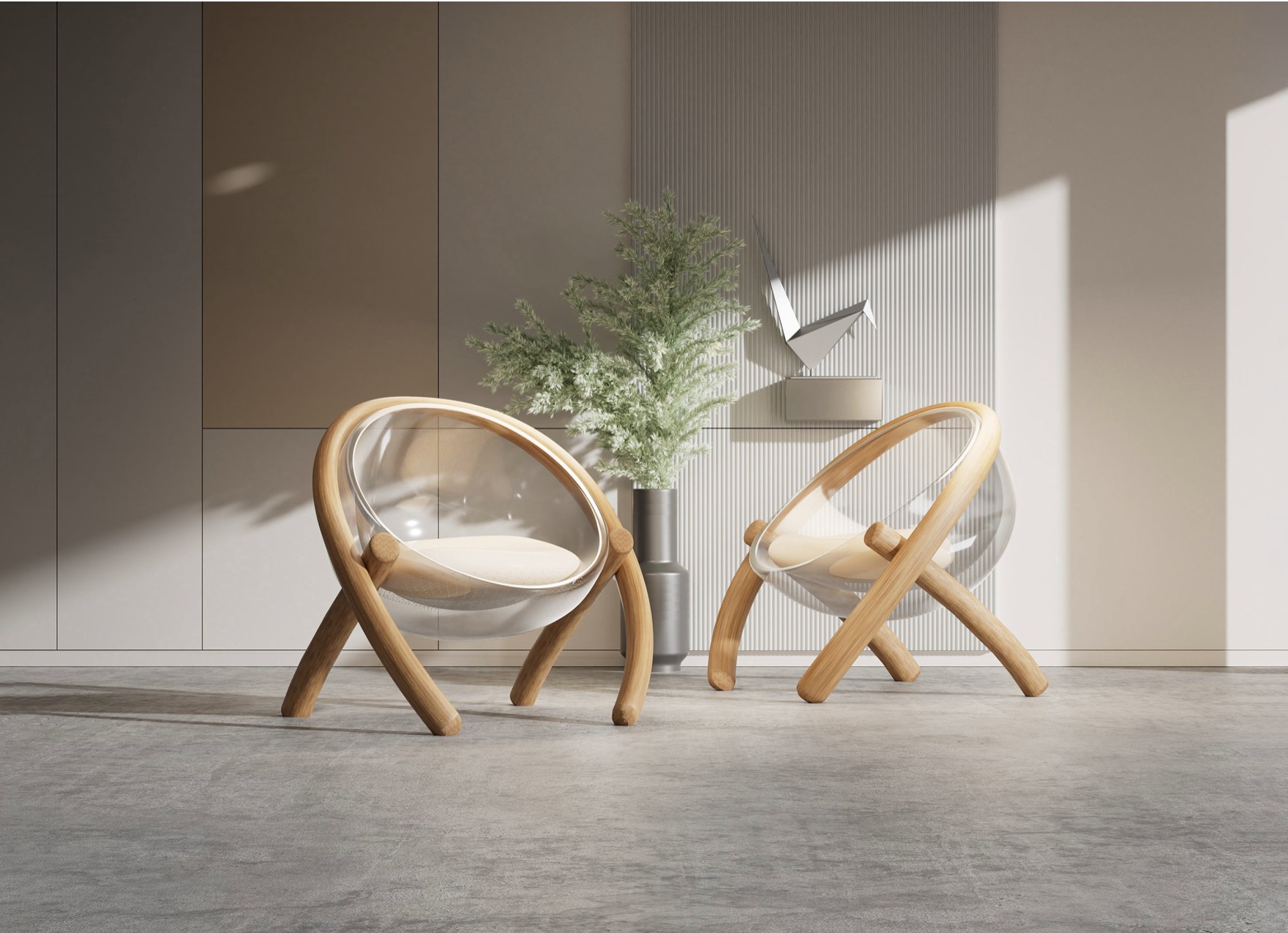 Two XOX Chairs in an architectural interior