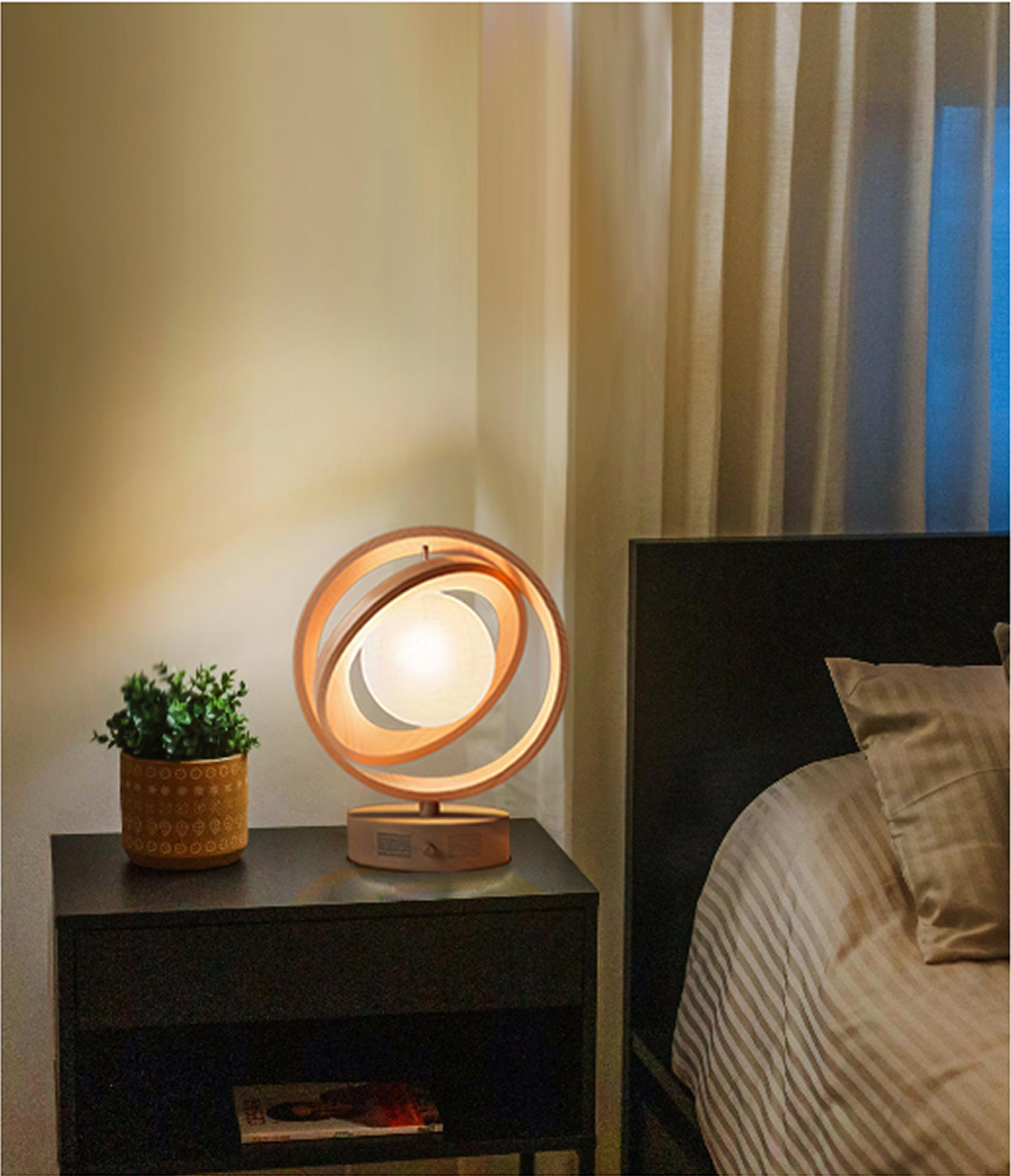 StellarGlow Lamp glowing beside a bed