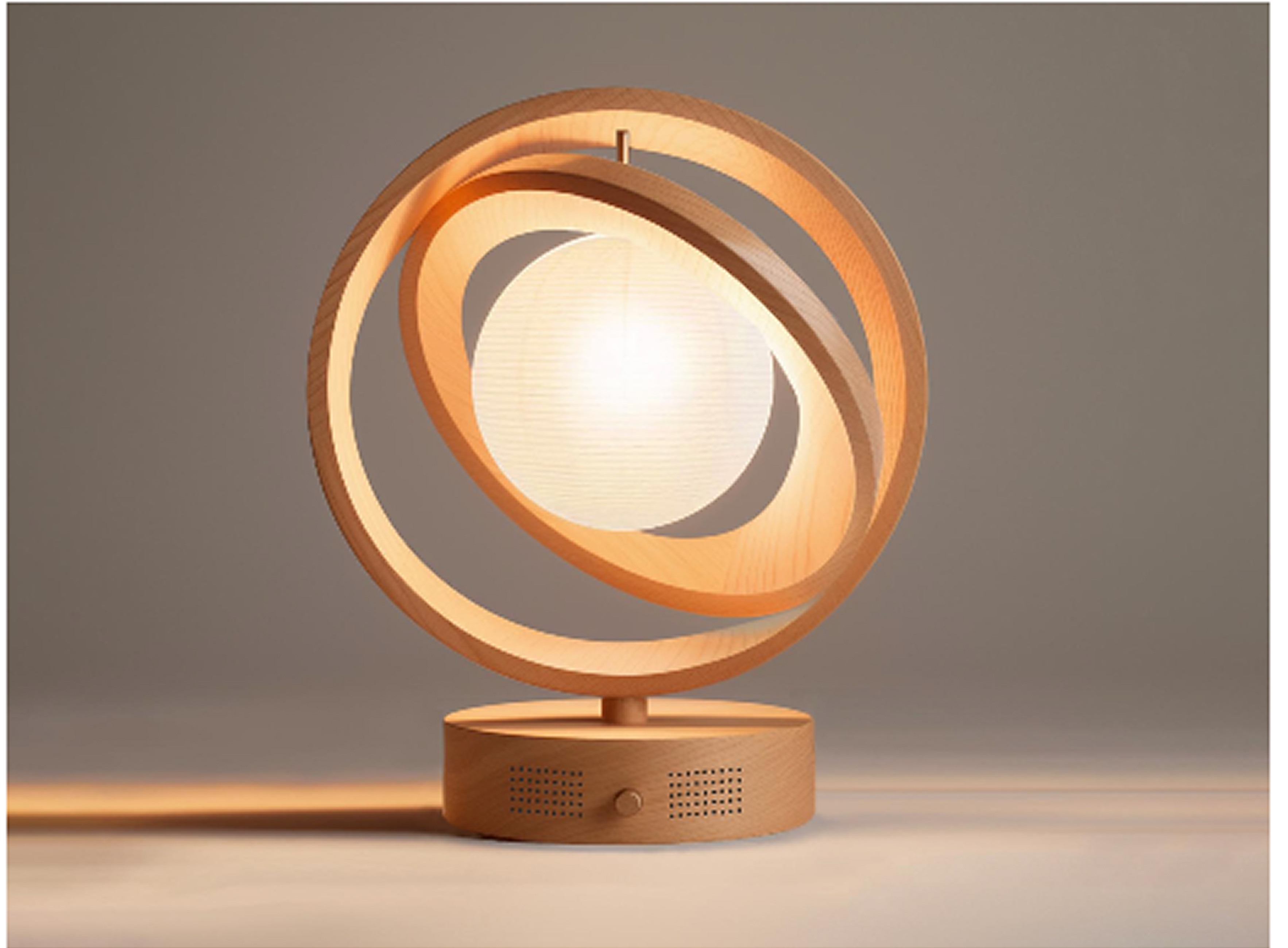 Front view of the glowing lamp