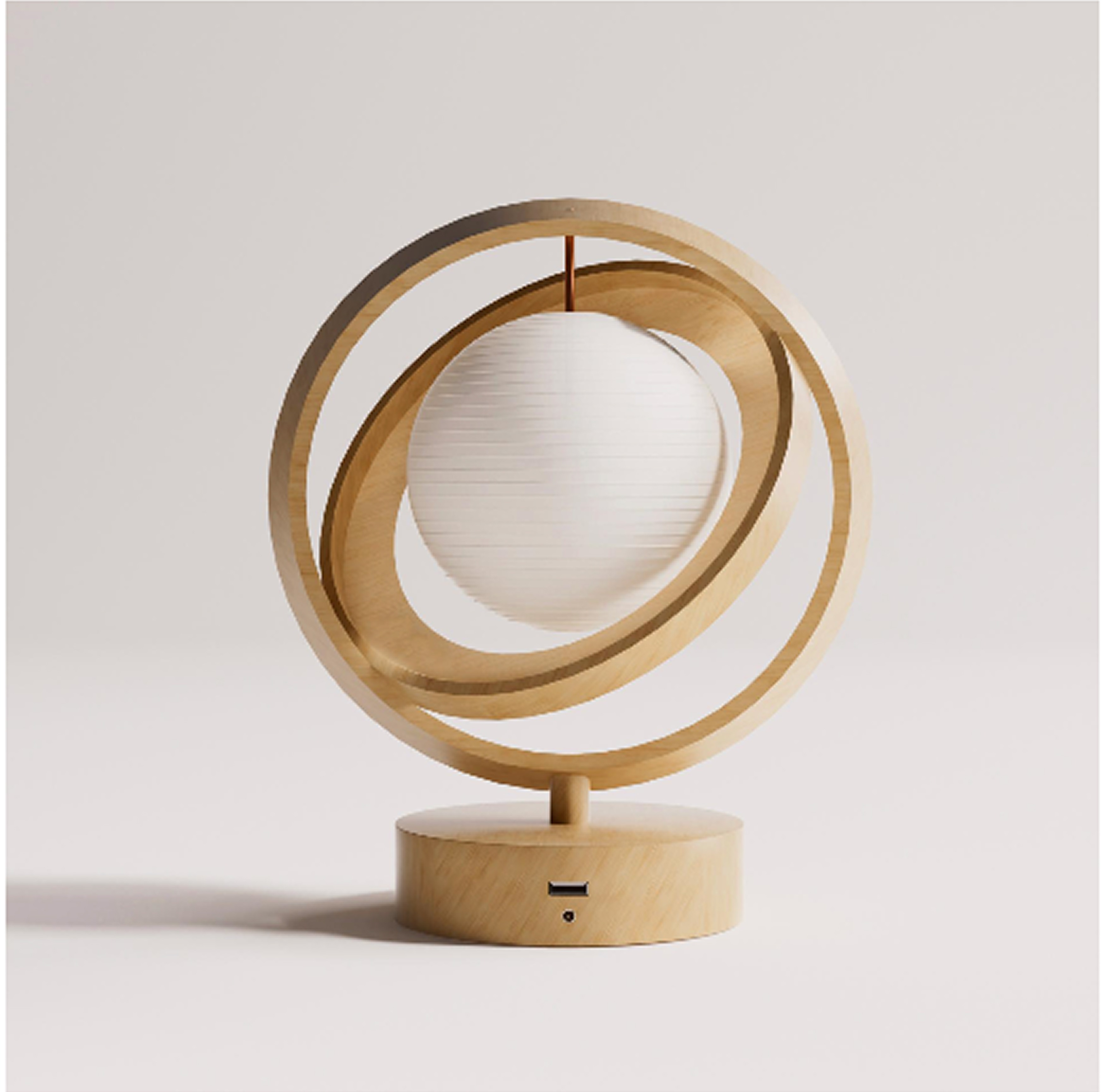 Lamp rings rotated into a sculptural composition