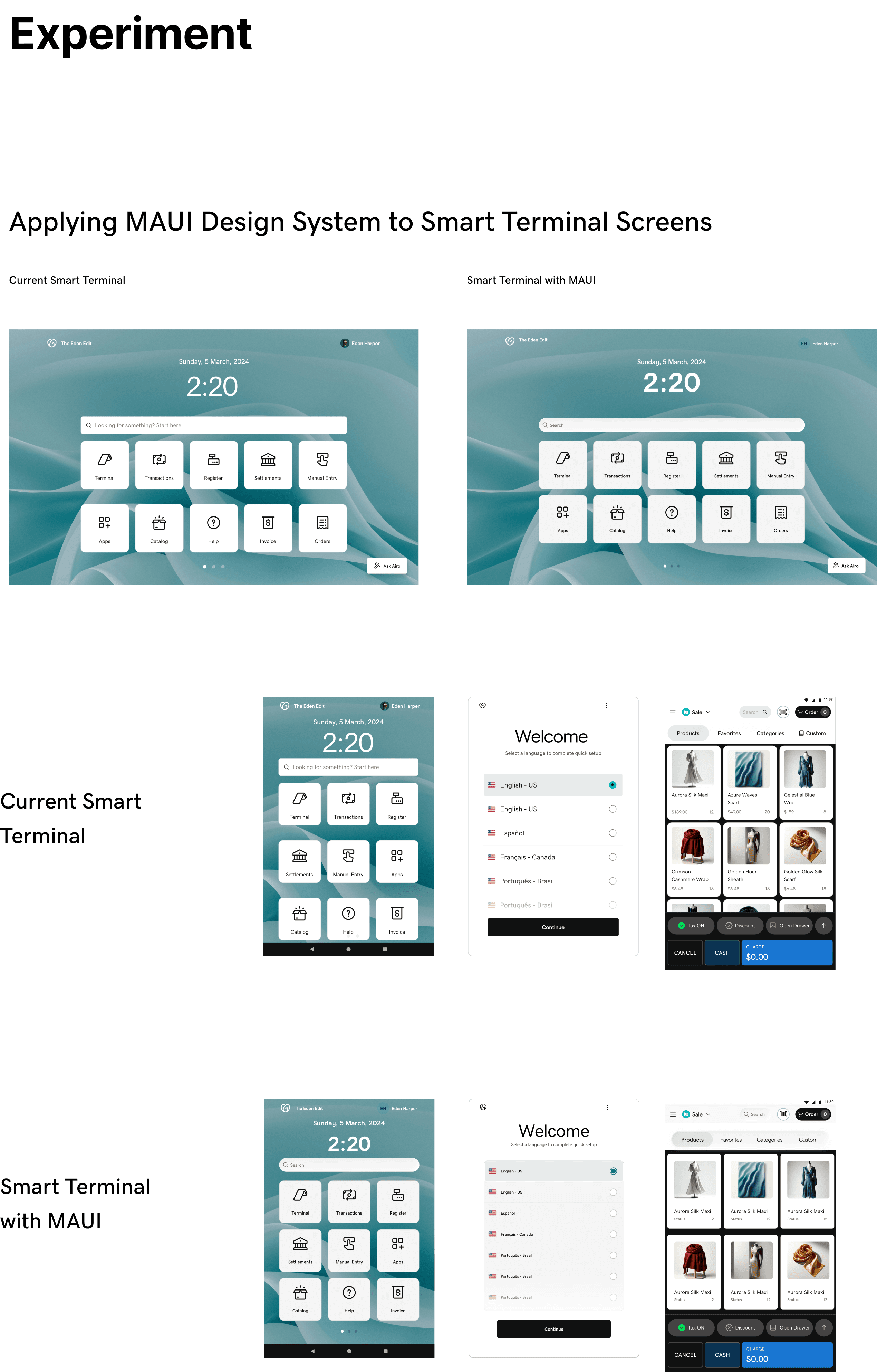 Applying a Shopify Retail design system to Smart Terminal screens