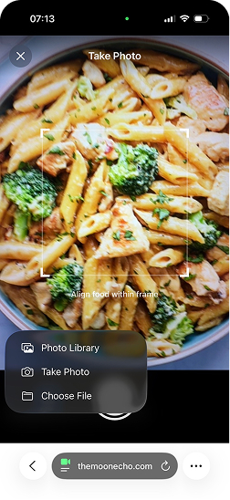 Meal photo upload options